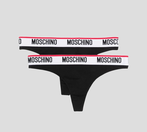 Moschino - BI PACK DE PANTY HILO CON BANDA ELÁSTICA DE MARCA A LA CADERA