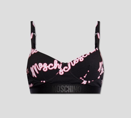 Moschino - BRASIER CON BARILLA, BANDA ELÁSTICA BAJO EL BUSTO Y ESTAMPADO SCRIPT