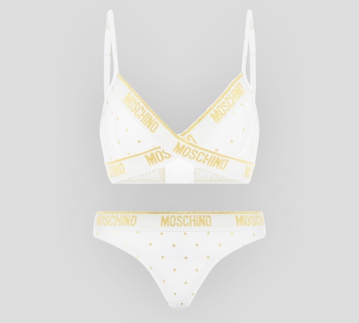Moschino - CONJUNTO DE ROPA INTERIOR CON ESTAMPADO DE PUNTOS DORADOS Y BANDAS ELÁSTICAS