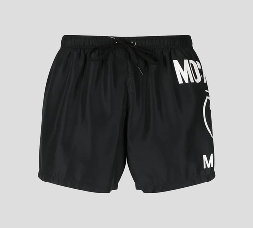 Moschino - SHORT DE PLAYA UNICOLOR CON LOGO AL LATERAL
