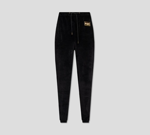 Moschino - MONO TIPO JOGGER EN TELA DE TERCIOPELO CON LOGO DORADO
