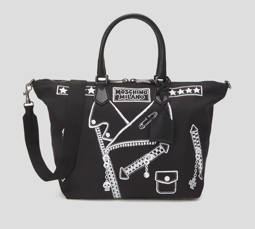 [A7424-8202-1555] Moschino - CARTERA GRANDE CON ESTAMPADO BIKER