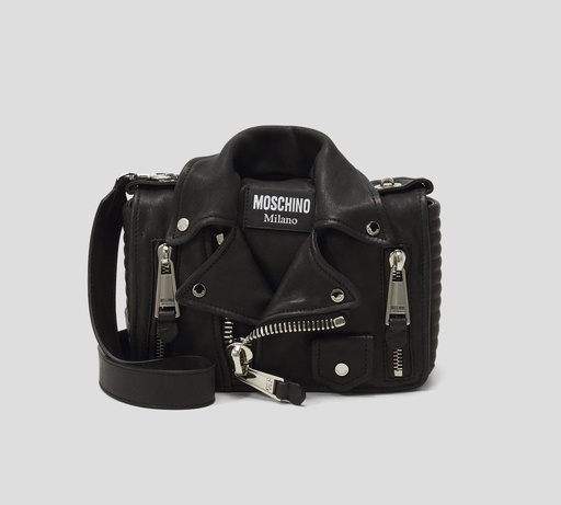 [A7431-8015-0555] Moschino - CARTERA "BIKER" EN CUERO SUAVE MATE