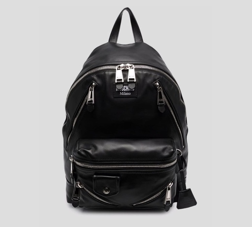 [A7605-8002-0555] Moschino - MORRAL "BIKER" DE CUERO CON MÚLTIPLES CIERRES