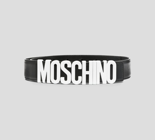 Moschino - CINTURÓN CON HEBILLA DE LETRAS METÁLICAS GRUESA