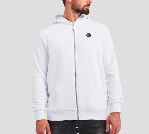 Philipp Plein - SWEATER HOODIE CON CIERRE FRONTAL Y SELLO DE MARCA SOBRE EL PECHO