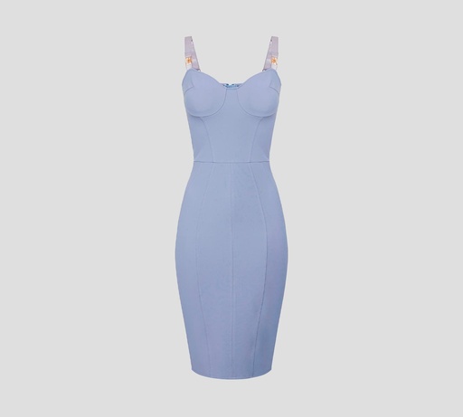 [AB06621E2-V320-251] Elisabetta Franchi - VESTIDO CEÑIDO CON ESCOTE DE BUSTIER Y CIERRE TRASERO