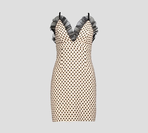 [AB07422E2-V260-193] Elisabetta Franchi - MINI VESTIDO CON TUL Y ESTAMPADO DE FLORES