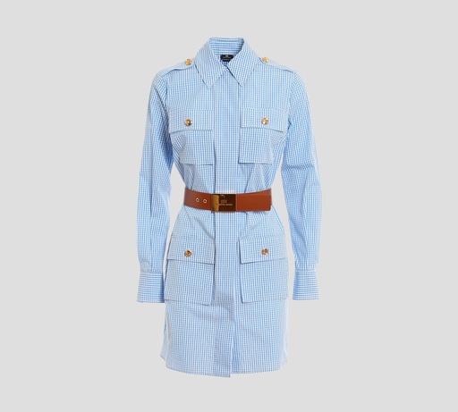 [AB10521E2-V440-019] Elisabetta Franchi - VESTIDO CAMISÓN MANGA LARGA CON CINTURÓN