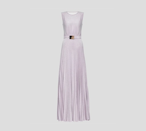 [AB21822E2-V540-420] Elisabetta Franchi - VESTIDO DE GALA BRILLANTE PLISADO CON CINTURÓN