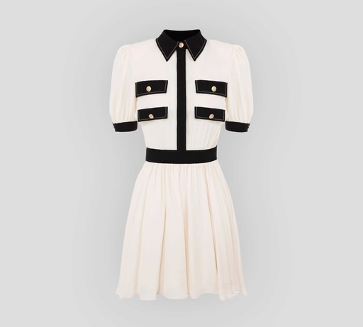 Elisabetta Franchi - VESTIDO CORTO CON MANGAS CORTAS ABULLONADAS