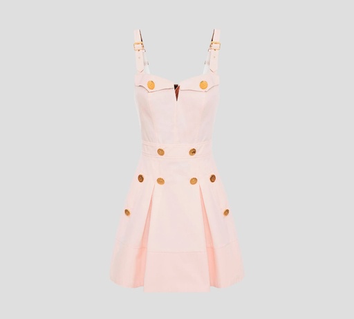 [AB36231E2-V550-BA7] Elisabetta Franchi - VESTIDO DE FALDA PLISADA CORTE "A" SIN MANGAS