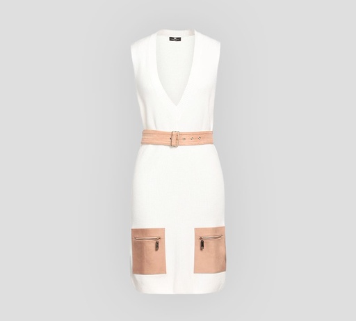 [AM83Q21E2-V500-AN9] Elisabetta Franchi - VESTIDO PULLOVER CON BOLSILLOS FRONTALES Y CINTURÓN
