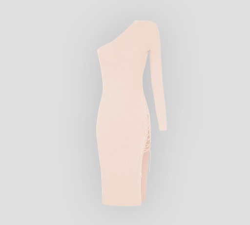 [AM91B32E2-V480-193] Elisabetta Franchi - VESTIDO DE PUNTO ASIMÉTRICO CON TRENZADO LATERAL