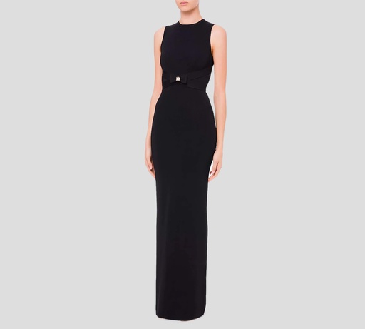 [AM98G22E2-V420-110] Elisabetta Franchi - VESTIDO LARGO DE PUNTO CON CINTURÓN ELÁSTICO INCORPORADO