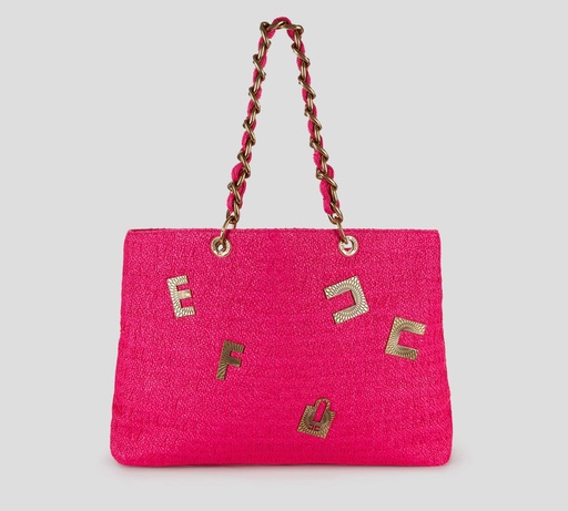 [BS58A32E2-V480-560] Elisabetta Franchi - CARTERA MAXI CON DETALLES METÁLICOS BRONCE