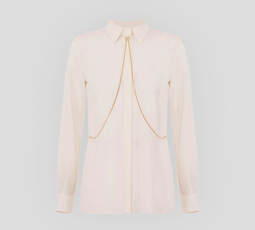 Elisabetta Franchi - BLUSA MANGA LARGA CON CADENA DORADA FRONTAL