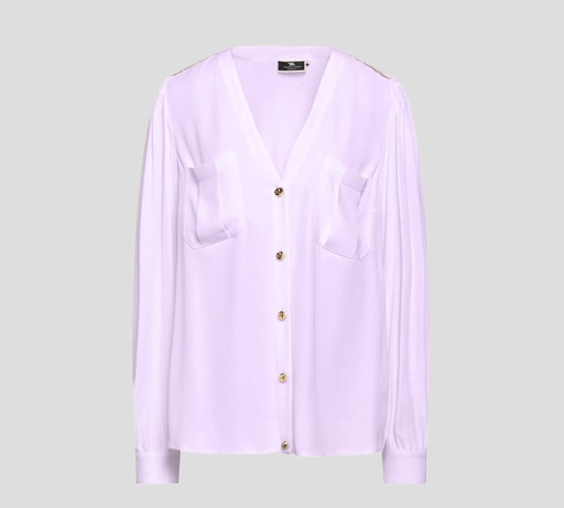 [CA00621E2-V320-420] Elisabetta Franchi - BLUSA MANGA LARGA DE BOTONES CON CLUELLO "V"