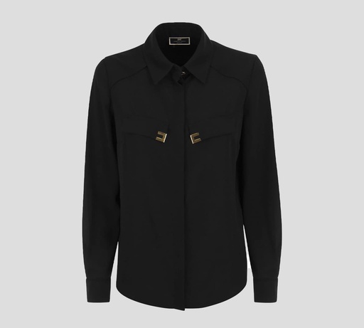 Elisabetta Franchi - BLUSA SEMITRANSPARENTE CON APLIQUES METÁLICOS