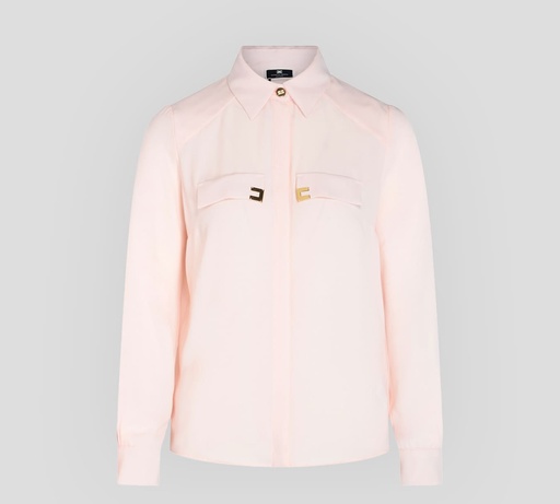 Elisabetta Franchi - BLUSA SEMITRANSPARENTE CON APLIQUES METÁLICOS