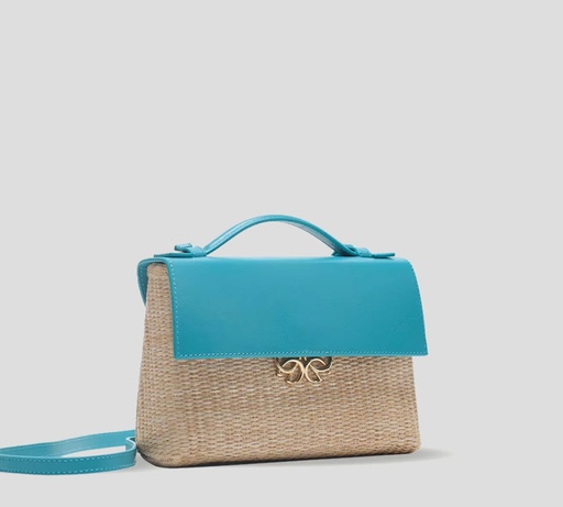 [CB001S24-BL002-JNL01] Elie Saab - CARTERA SOBRE EN YUTE Y CUERO CON CORREA LARGA