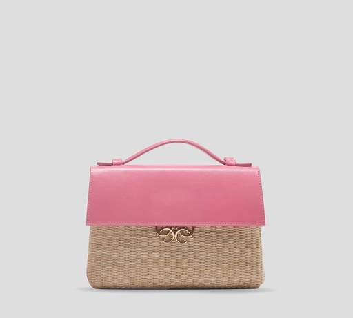 [CB001S24-RO002-JNL01] Elie Saab - CARTERA SOBRE EN YUTE Y CUERO CON CORREA LARGA