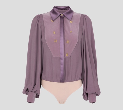 Elisabetta Franchi - BODY BLUSA MANGA LARGA CON APLIQUES METÁLICOS
