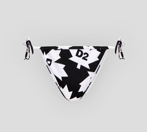 [D6B083120-010] Dsquared2 - PANTY DE BIKINI AJUSTABLE A LOS LADOS CON ESTAMPADO DE FLOR DE MAPLE
