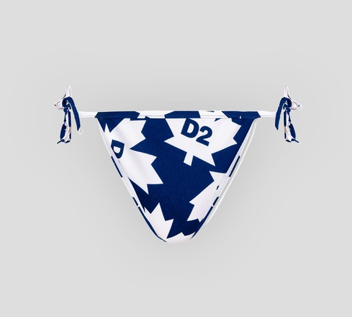 [D6B083120-410] Dsquared2 - PANTY DE BIKINI AJUSTABLE A LOS LADOS CON ESTAMPADO DE FLOR DE MAPLE