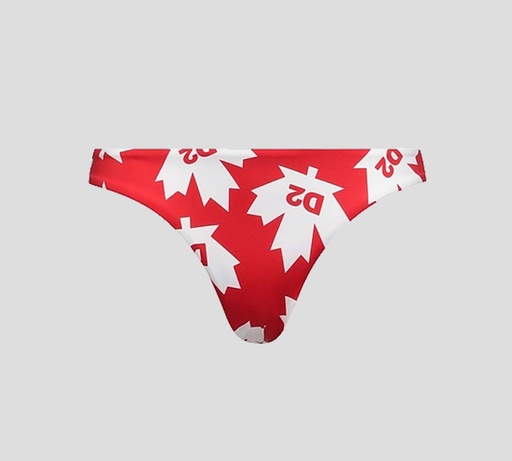 [D6B213120-610] Dsquared2 - PANTY DE BIKINI CON ESTAMPADO DE HOJA DE MAPLE