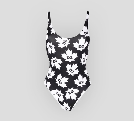 Dsquared2 - TRAJE DE BAÑO ENTERO CON ESTAMPADO DE HOJA DE MAPLE