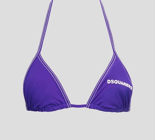 Dsquared2 - TOP DE BIKINI TRIANGULAR CON LOGO Y COSTURAS BLANCAS