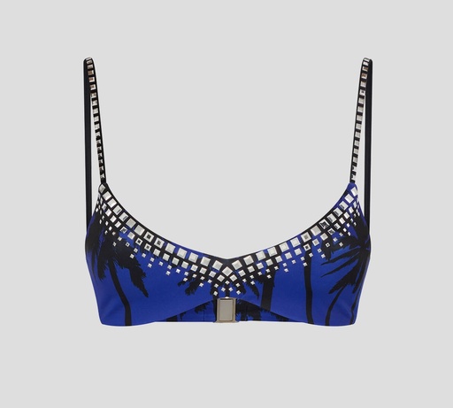 [D6BX73470-01840-018] Dsquared2 - TOP DE BIKINI CON DETALLES METÁLICOS PLATEADOS Y ESTAMPADO DE PALMERAS