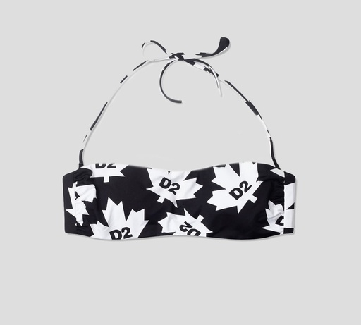 Dsquared2 - TOP DE BIKINI STRAPLESS CON TIRA REMOVIBLE Y ESTAMPADO DE HOJA DE MAPLE