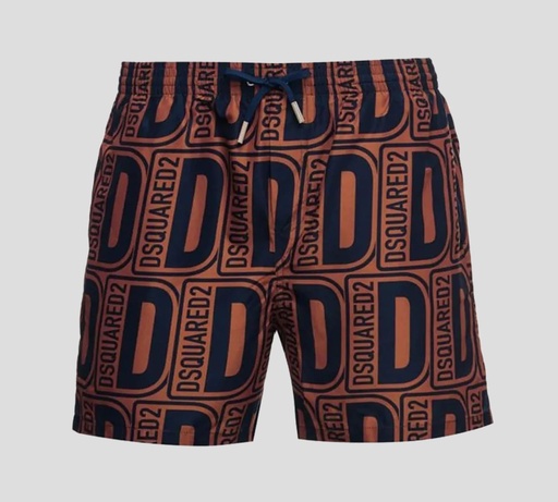 Dsquared2 - SHORT DE PLAYA MIDI CON PATRÓN DE LOGO
