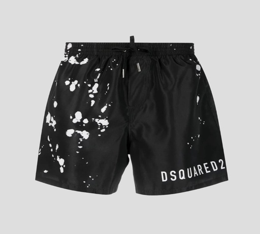Dsquared2 - SHORT DE PLAYA MIDI CON PINTAS BLANCAS