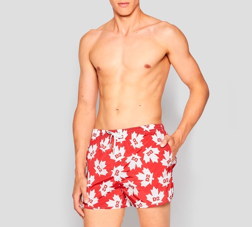 Dsquared2 - SHORT DE PLAYA MIDI CON ESTAMPADO DE HOJA DE MAPLE