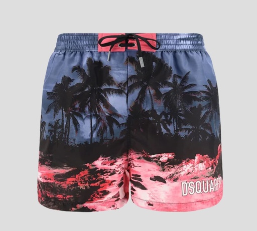 Dsquared2 -SHORT DE PLAYA MIDI CON ESTAMPADO DE PLAYA Y PALMERAS