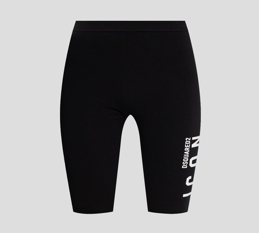 Dsquared2 - SHORT BIKER UNICOLOR CON LOGO GRANDE SOBRE PIERNA IZQUIERDA