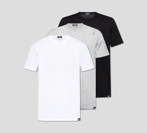 Dsquared2 - TRI PACK DE FRANELAS CUELLO REDONDO EN COLOR NEGRO, BLANCO Y GRIS