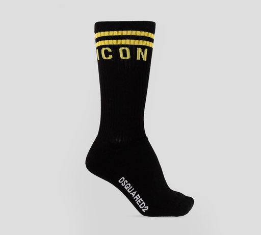 Dsquared2 - MEDIAS LARGAS ICON NEGRO CON AMARILLO