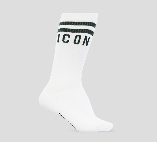 Dsquared2 - MEDIAS LARGAS ICON BLANCAS CON VERDE OSCURO