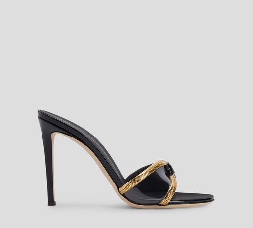 Giuseppe Zanotti - SANDALIA DE TACÓN DESTALONADA CON CADENA DORADA