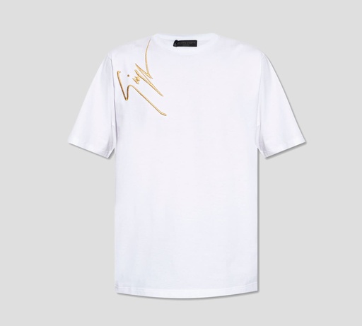 [ERU3008  001] Giuseppe Zanotti - FRANELA BÁSICA CUELLO REDONDO CON FIRMA BORDADA