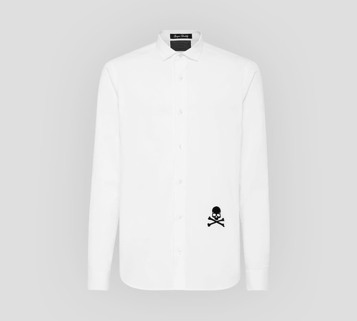 Philipp Plein - CAMISA MANGA LARGA CON CALAVERA PEQUEÑA BORDADA