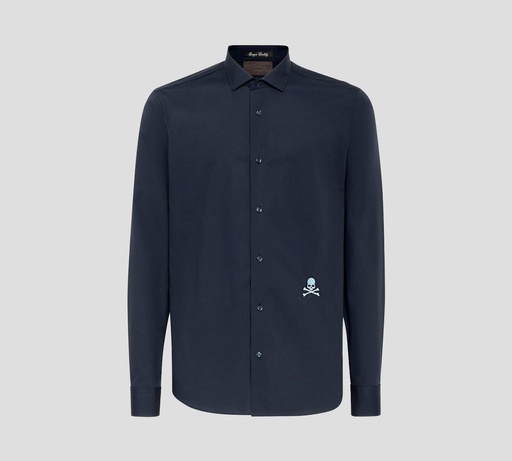 Philipp Plein - CAMISA MANGA LARGA CON CALAVERA PEQUEÑA BORDADA