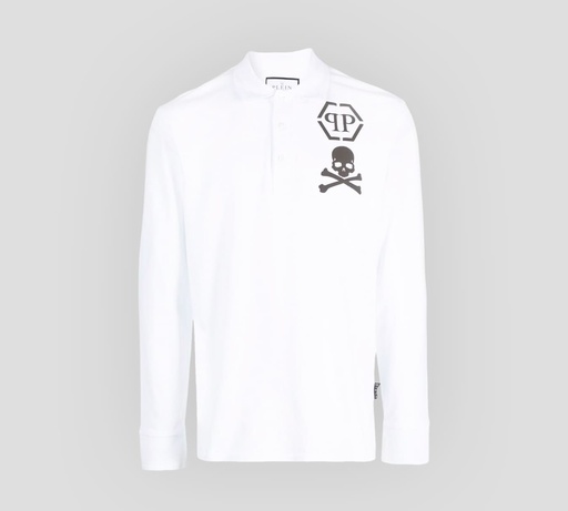 Philipp Plein - POLO SUDADERA EN PUNTO PIQUÉ CON ESTAMPADO DE CALAVERA