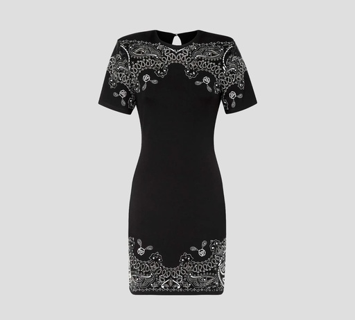[FACCWRG2688-PTE003N-02] Philipp Plein - MINI VESTIDO CON PEDRERÍA Y BORDADOS DE ADORNO