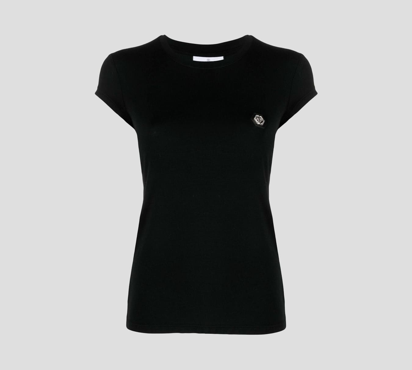 Philipp Plein - FRANELA CUELLO REDONDO BÁSICA CON SELLO HEXAGONAL SOBRE EL PECHO