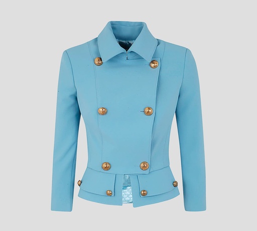 [GI04831E2-V560-016] Elisabetta Franchi - BLAZER CORTO PEPLUM CON SOLAPA SOBREPUESTA 